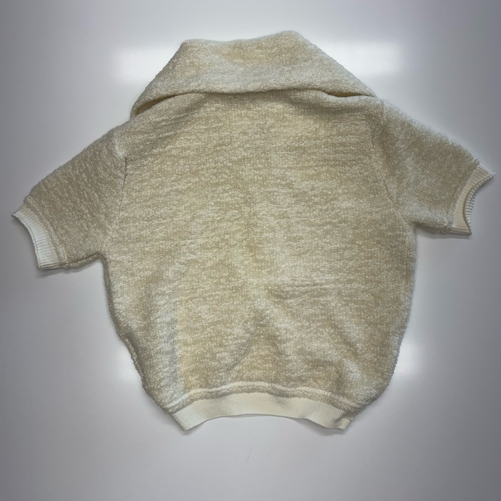 Cream Short Sleeve Women's cropped Sweater - Picture 5 of 7